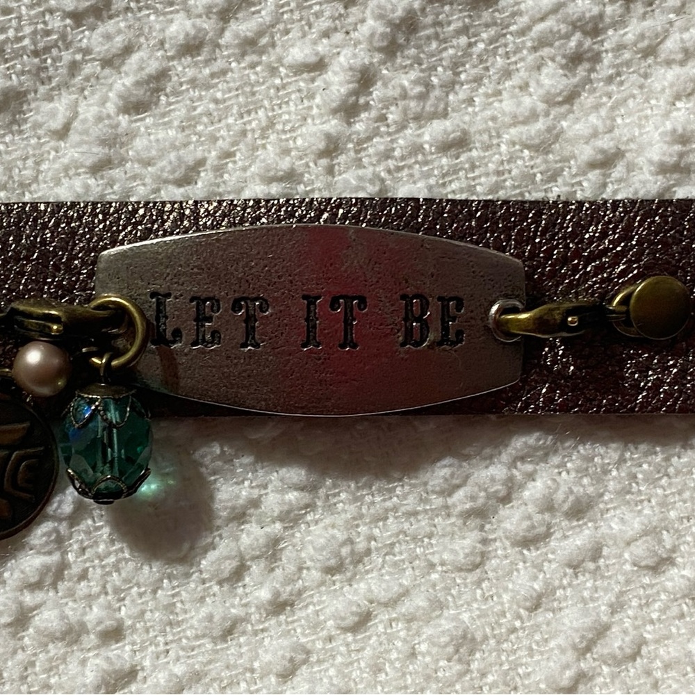 Lenny and Eva Dark Silver  Leather 'Let It Be' Bracelet